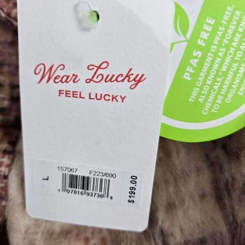 Lucky Brand Pink Brown Plaid Shacket Button Front Jacket L Oversized Lined NEW - Picture 7 of 10